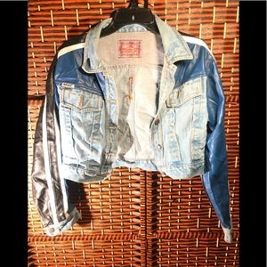 Vintage Mid back Jean and faux leather Jacket